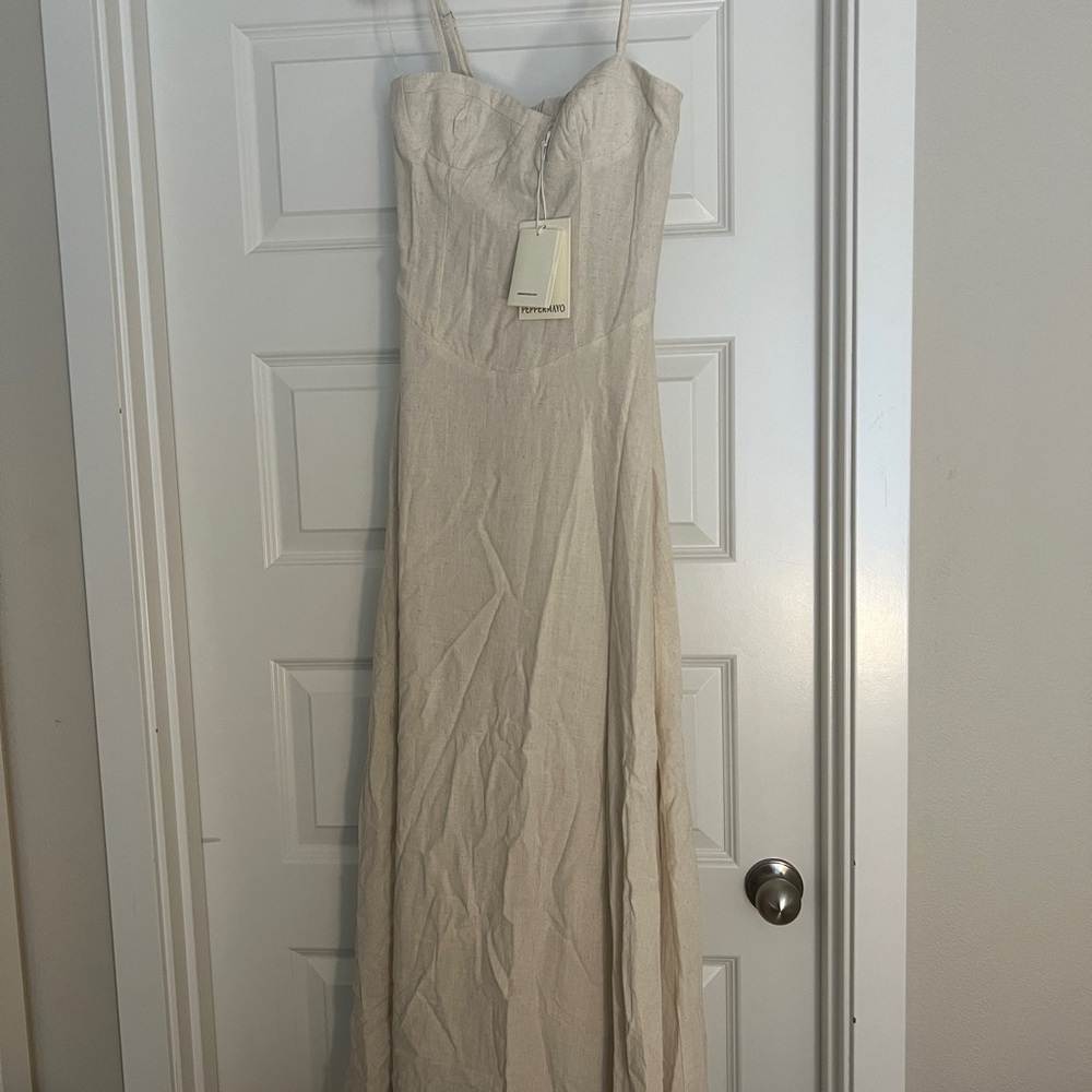 Peppermayo Exclusive - Angelina Linen Maxi Dress - Oatmeal